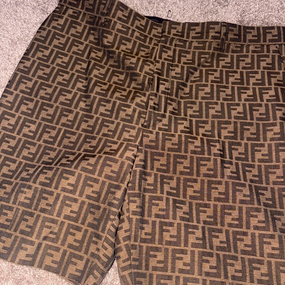 Fendi Tan and Black Monogram Patterned Shorts